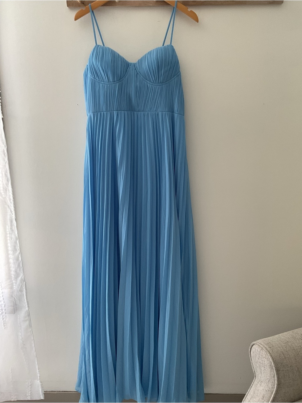 Lulus Admirable Elegance Light Blue Pleated Bustier Lightweight Maxi Dress XL - Picture 5 of 15